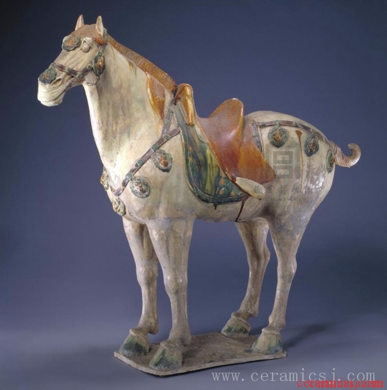 Tricolor Pottery Figurine of a Horse