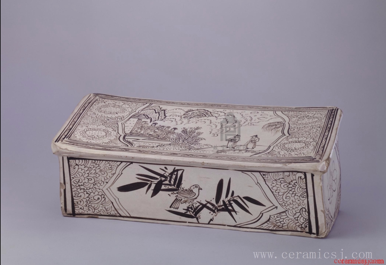Pillow with Black Figures on a White Ground, Cizhou Ware