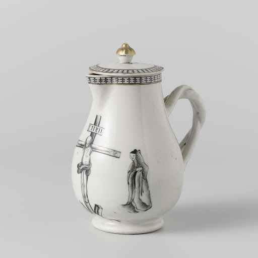 Pear-shaped milk jug with a crucifixion scene - Anonymous
