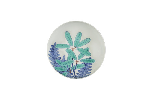 Dish with design of fern and rhododendron leaves - Unknown