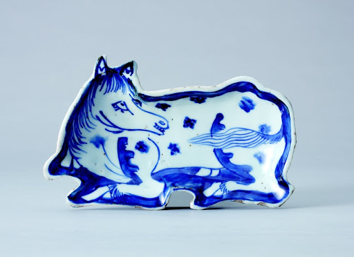 Dish, One of a Set of Five, Horse Design in Underglaze Blue; Kosometsuke Type - Unknown