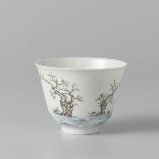 Month cup from the twelfth month with a wintersweet tree and a poem - Anonymous