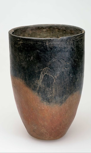 Black-Topped Redware Beaker with Depiction of a Barbary Sheep - Unknown