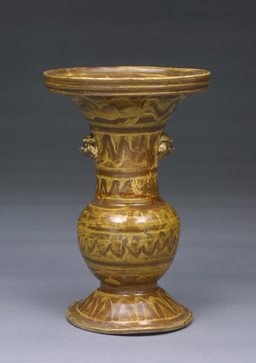 Vase with ame (yellowish brown) glaze, Black Satsuma Ware