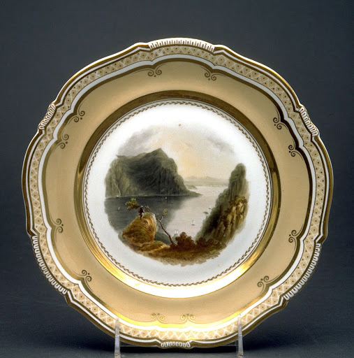 Plate (Hudson Highlands from Bull Hill, America) - Unidentified artist, Coalport Porcelain Factory, Shropshire, England (maker)