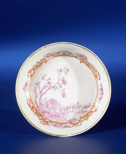 Saucer with an European water landscape - Anonymous