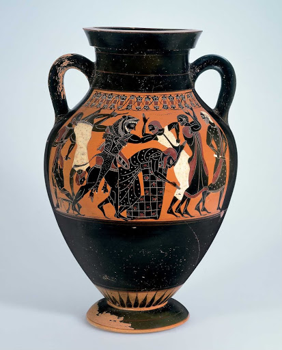 Amphora with Herakles and Busiris - Swing Painter (Greek)