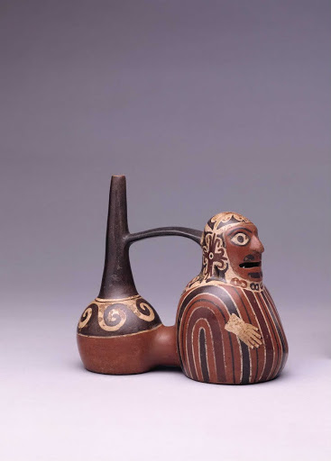 Whistling ceramic vessel that represents a funerary bundle ML031840 - Huari style