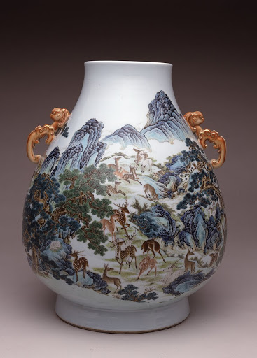 Vase Zen with hundred deer - unknown