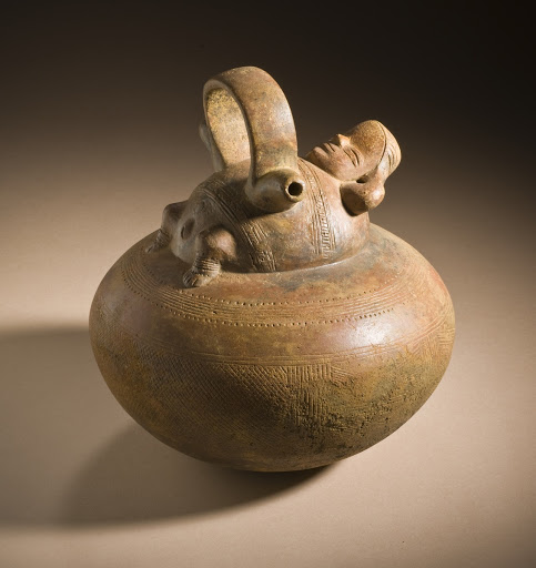 Double Spout and Bridge Vessel with Reclining Female Figure - Unknown