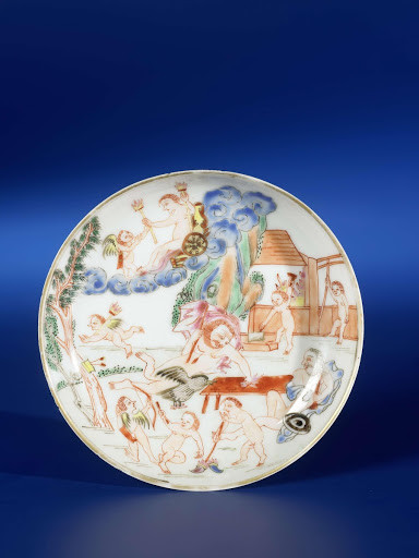 Saucer with a mythological image based on the element Fire - Anonymous