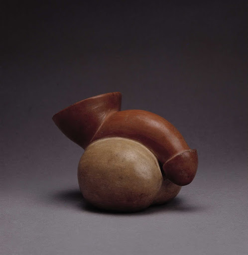 Sculptural ceramic ceremonial vessel that represents male sexual organs ML004204 - Moche style