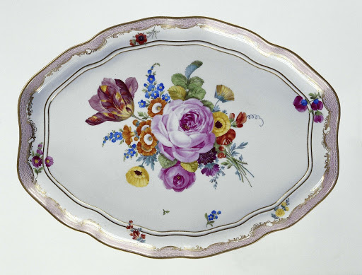 Dienblad, veelkleurig beschilderd met bloemboeketten - Meissener Porzellan Manufaktur