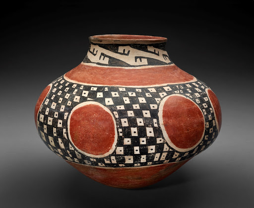 Tonto Style Jar, Olla, with Checkerboard and Sun Designs - Ancestral Pueblo (Anasazi)
