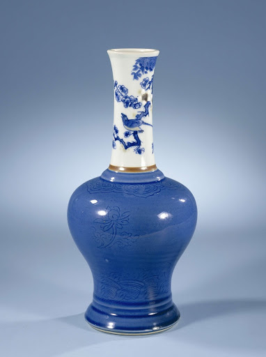 Baluster vase with powder blue and a prunus spray - Anonymous