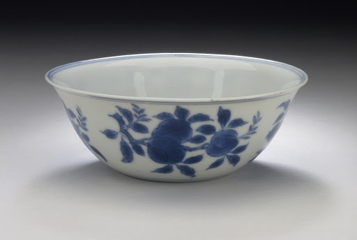 Pair of Bowls (Wan) with Pomegranates, Lotuses, Chrysanthemums, Peonies, and Camelias - Unknown