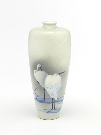 Vase with design of herons and reeds