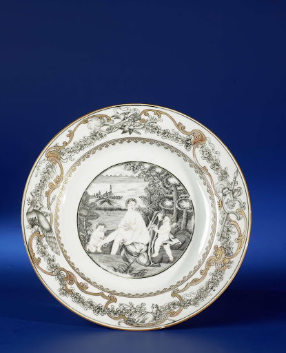 Plate with an image of a bathing woman - Anonymous