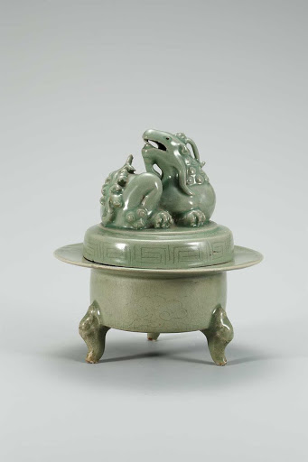Incense BurnerCeladon with Qilin Cover - Unknown