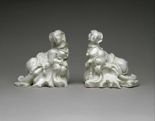 Pair of Figures of Sphinxes - Bow Porcelain Factory