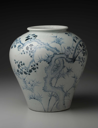 JAR, Blue-and-white with plum and bamboo design - unknown