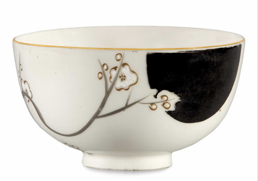 Teabowl (chawan), with full moon and prunus - Unknown