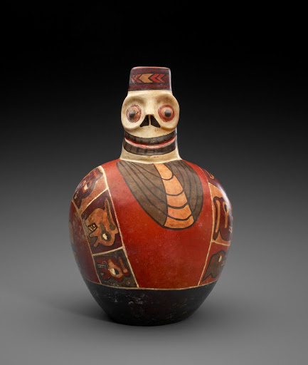Figural Bottle with Death Mask - Wari