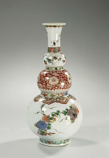 Triple-gourd vase with flower sprays and insects - Anonymous