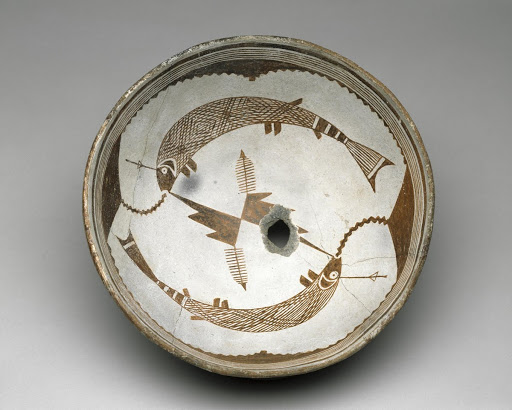 Bowl with Two Hooked Fish - Mimbres
