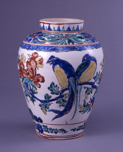 Jar with Decoration of Peonies and Blue Magpies - Arita ware