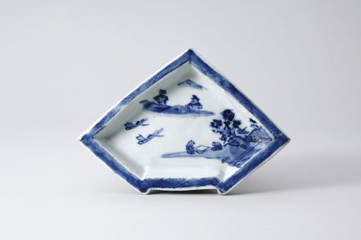 Folded Paper Shaped Dish, One of a Set of Five, Design of Landscape in Underglaze Blue; Kosometsuke Type - Unknown