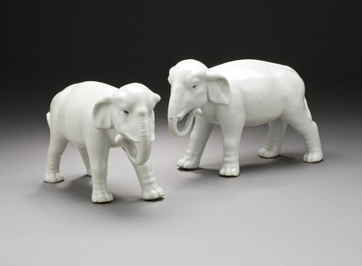 Pair of Okimono in the Form of Walking Elephants - Unknown