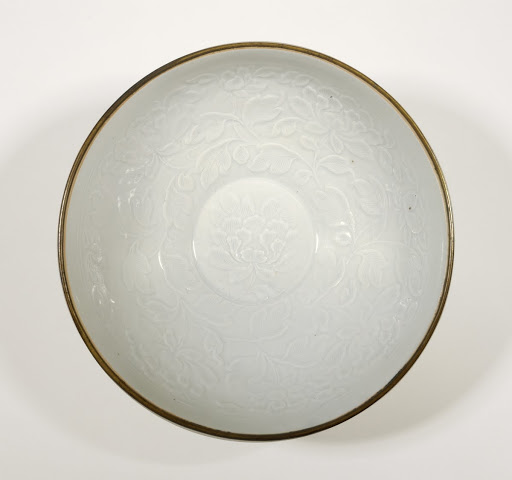 Bowl with Molded Peony Design - Jingdezhen kilns