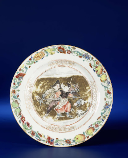 Plate with an iceskating scene - Anonymous