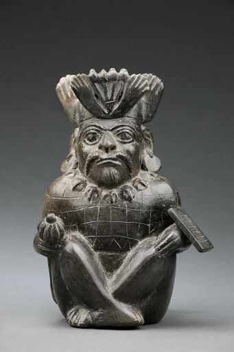 Sculptural ceramic ceremonial vessel that represents a warrior ML001597 - Moche style
