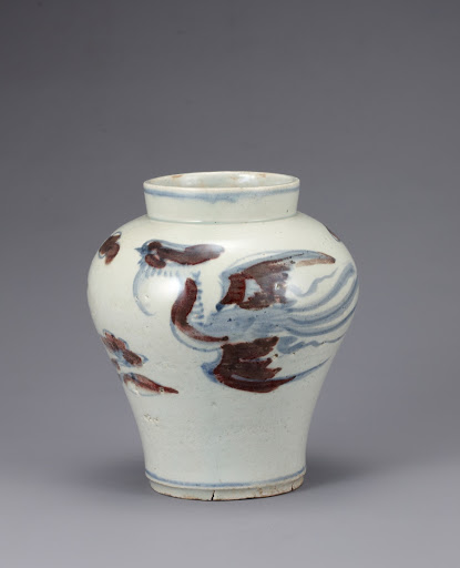 Blue and White Porcelain Jar with Phoenix Design - Unknown