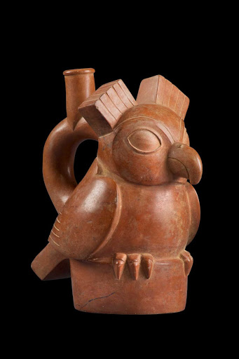 Stirrup-spout vessel with sculptural representation of an owl - Mochica style