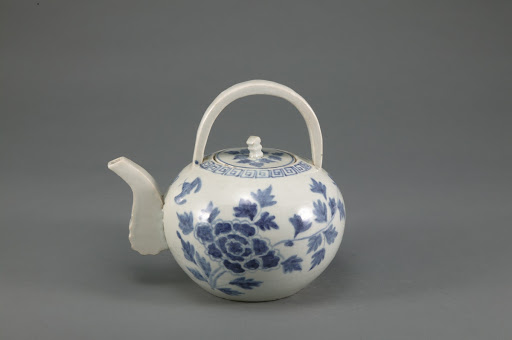 Blue and White Porcelain Pitcher with Peony Design - Unknown