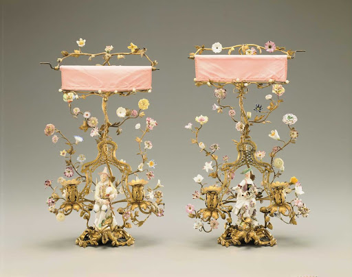 Candelabras (Bougeoir) - Maker unkown (bronze); Vincennes Porcelain Manufactory (flowers); Meissen Porcelain Manufactory (figurines)