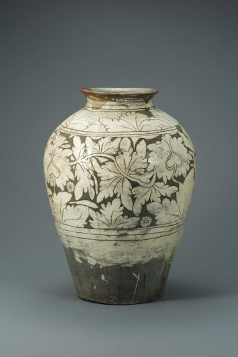 Jar, Buncheong Ware with Sgraffito Peony Scroll Design - Unknown
