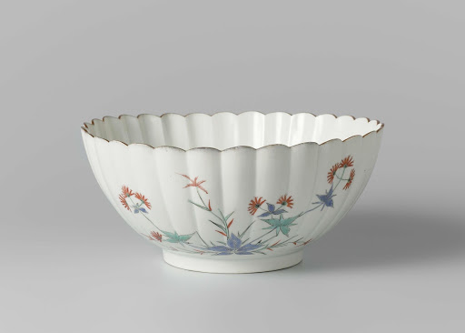 Lobed bowl with patrinia, mistflower and butterflies - Anonymous,
