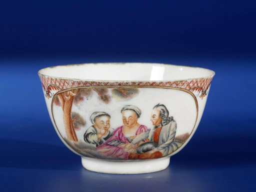 Bell-shaped cup with Eurpeans in a landscape in oval medallions - Anonymous