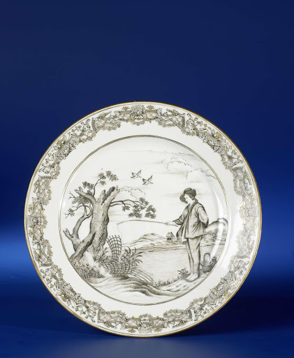 Plate with an image of The Young Fisherman - Anonymous