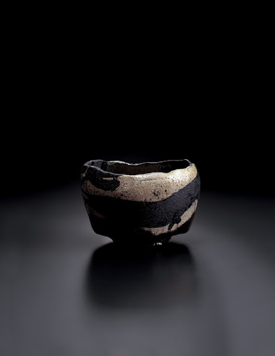 Black Raku Tea Bowl, called SHIKINDA - Raku Kichizaemon