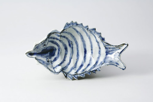Dish, One of a Set of Five, Shrimp Design in Underglaze Blue; Kosometsuke Type - Unknown