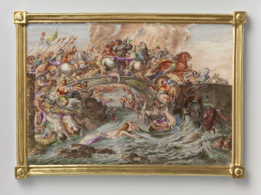 Plaque with the Battle of the Amazons - Manufactuur Oud-Loosdrecht
