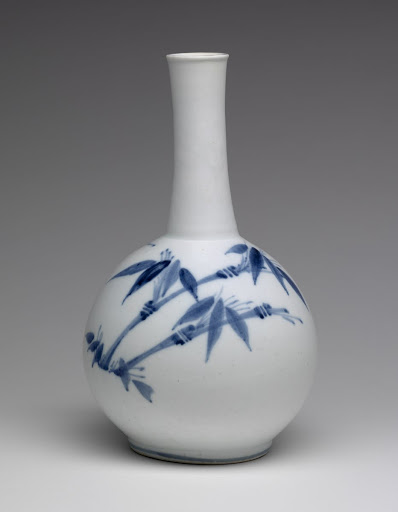 Long-Necked, Globular Bottle with Bamboo and Blossoming Plum Decor - Unidentified Artist