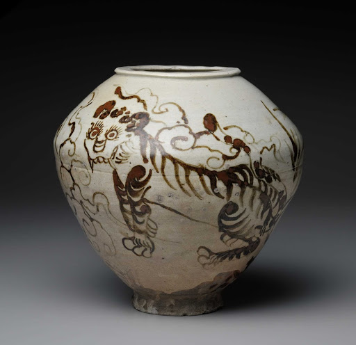 JAR, Porcelain with underglaze iron-painted tiger and herons design - unknown
