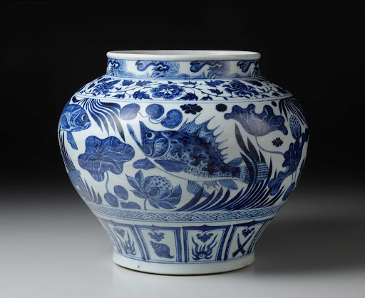 JAR,  Blue-and-white with fish and water plants design
/Important Cultural Property of Japan - unknown