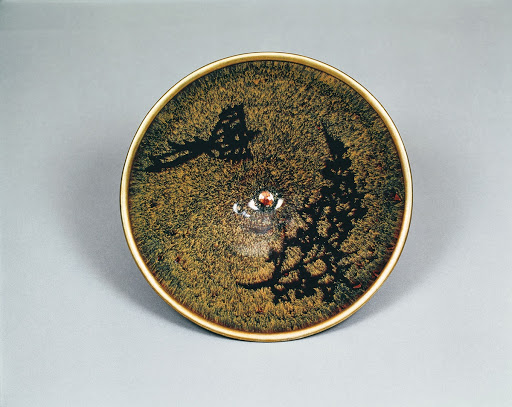 Taihi Tenmoku Tea Bowl with Long-tailed Bird - Unknown